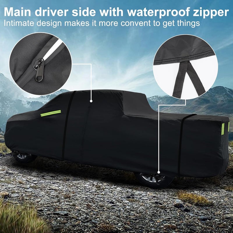 BIGACOVER for Silverado 2500 3500 HD Crew cab Short Bed 6.6ft Truck Cover, Light Shell Outdoor Car Covers with Zipper Windproof Heavy Duty Protection for 2000-2022 Chevy Silverado 2500 è0HD (UP to 250''L) - Image 3